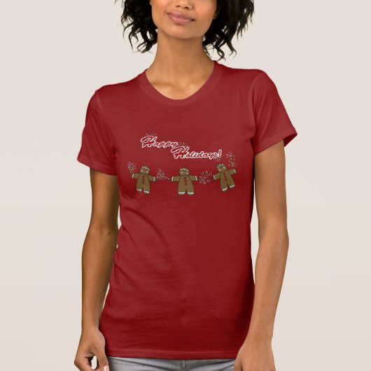 Schnur von Gingerbreadmen mit weißen Beeren T-Shirt (Vorderseite)