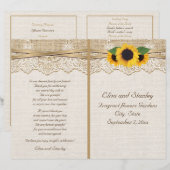 Schnürbänder und Sonnenblumen auf Hochzeitsprogram (Vorne/Hinten)