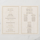 Schnürbänder und Sonnenblumen auf Hochzeitsprogram (Rückseite)