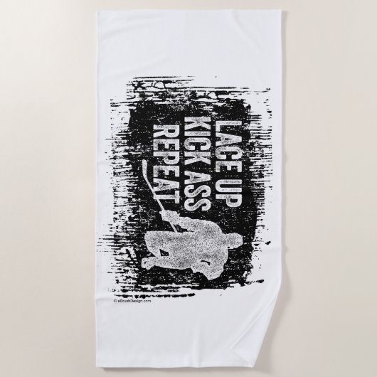 Schnüren Sie sich oben. Wiederholen Sie. (Hockey) Strandtuch (Vorderseite)