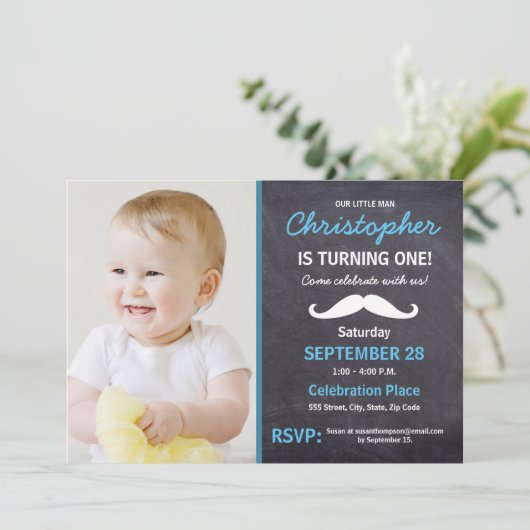 Schnurrbart | 1. Party | foto Einladung (Stehend Vorderseite)