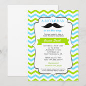 Schnurrbart-Babyparty-Einladung Einladung (Vorne/Hinten)