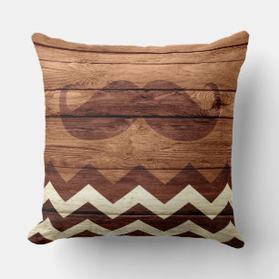 Schnurrbart Chevron Vintage Holz #3 Kissen