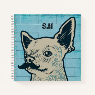 Schnurrbart-Chihuahua-Graffiti-Monogramm Notizblock