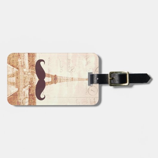 Schnurrbart-Eiffelturm Gepäckanhänger (Vorderseite horizontal)