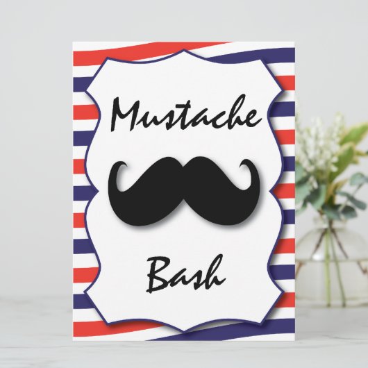 Schnurrbart-Einladung Einladung (Stehend Vorderseite)