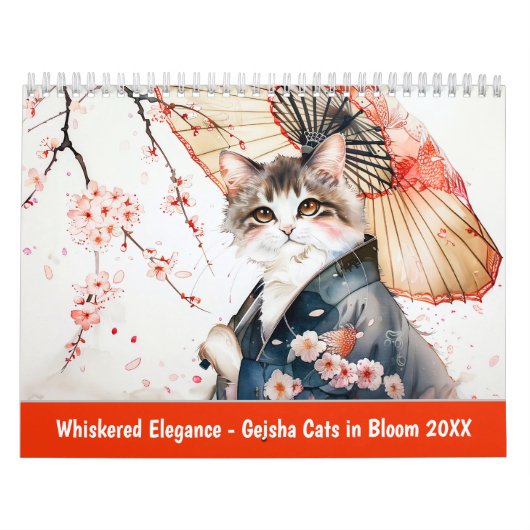 Schnurrbart-Eleganz – Geisha-Katzen in Blüte Kalender (Titelbild)