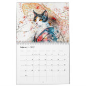 Schnurrbart-Eleganz – Geisha-Katzen in Blüte Kalender (Feb 2027)
