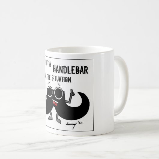 Schnurrbart "GOT eine LENKSTANGE AUF der Kaffeetasse (VorderseiteRechts)