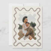 Schnurrbart handgezogenes Creme-Hochzeitsstich-Fot Dankeskarte (Vorderseite)