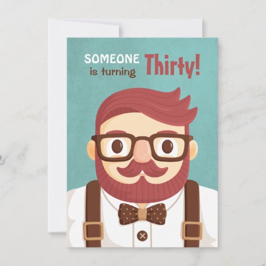 Schnurrbart-Herr-Mann-Geburtstags-Party Einladung (Vorderseite)