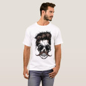 Schnurrbart Hipster Crane Skull Schnurrbart T-Shirt (Vorne ganz)