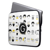 Schnurrbart-Hipster-Gesichter Laptopschutzhülle (Vorderseite Links)