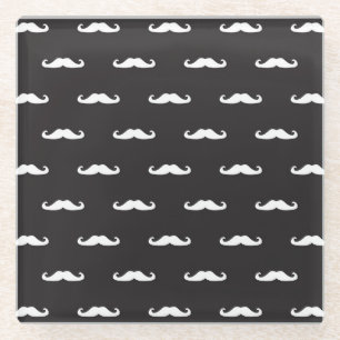 Schnurrbart-Hipstermuster Glasuntersetzer