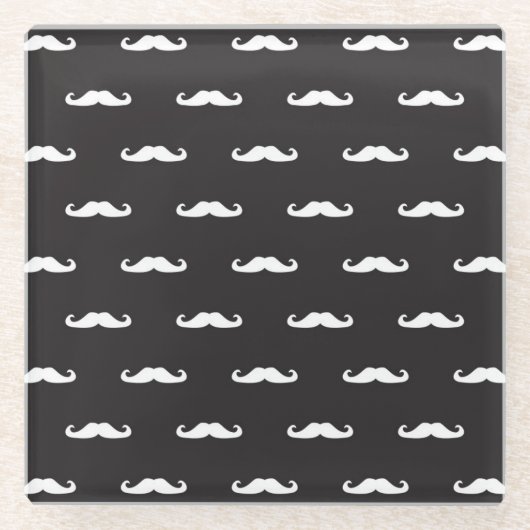 Schnurrbart-Hipstermuster Glasuntersetzer (Vorderseite)