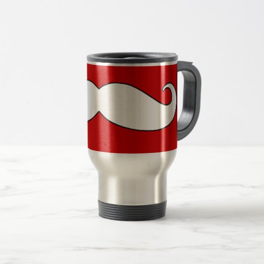 Schnurrbart in Schwarzem oder im Weiß Reisebecher (VorderseiteRechts)