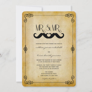 Schnurrbart Liebe Herr & Herr Vintage Papier Schwu Einladung