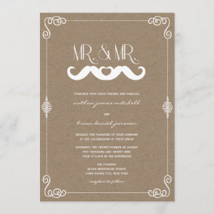 Schnurrbart Liebe Vintage Kraft Papier Schwule Hoc Einladung