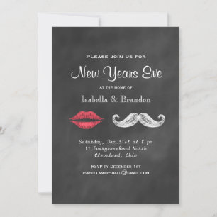 Schnurrbart & Lippen Silvesterparty-Einladung Einladung