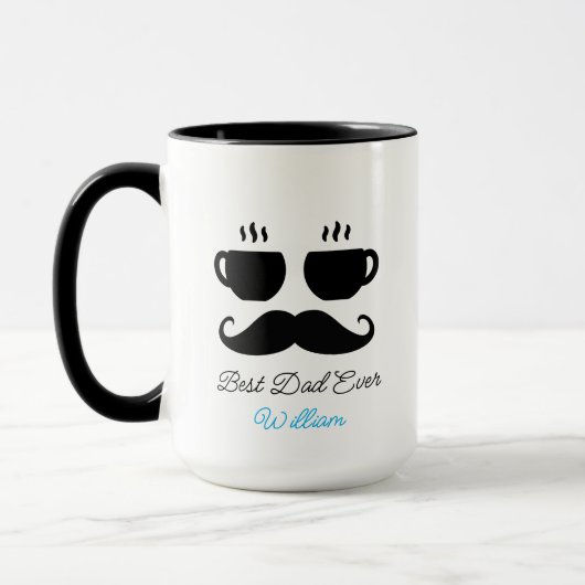 Schnurrbart & Macchiato Dad Geschenktasse Tasse (Links)