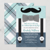 Schnurrbart mit Babydusche Einladung (Vorne/Hinten)