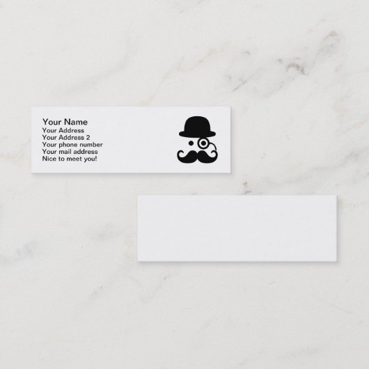 Schnurrbart Monocle Mini Visitenkarte (Vorne/Hinten)