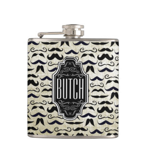 Schnurrbart Mr. Hipster Vintage Retro Flachmann