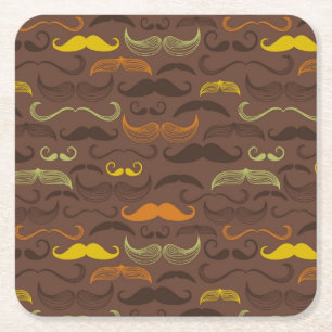 Schnurrbart-Muster, Retro-Stil 5 Rechteckiger Pappuntersetzer
