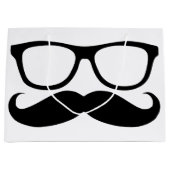 Schnurrbart-Nerd-Schwarz-Grafik Große Geschenktüte (Vorderseite)