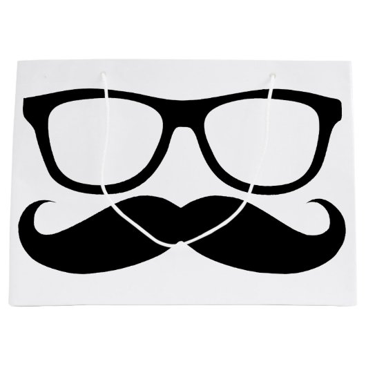 Schnurrbart-Nerd-Schwarz-Grafik Große Geschenktüte (Vorderseite)