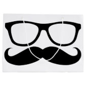 Schnurrbart-Nerd-Schwarz-Grafik Große Geschenktüte (Rückseite)