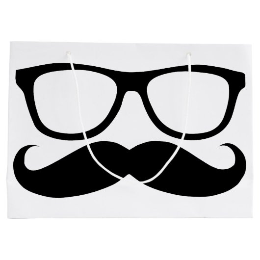 Schnurrbart-Nerd-Schwarz-Grafik Große Geschenktüte (Rückseite)