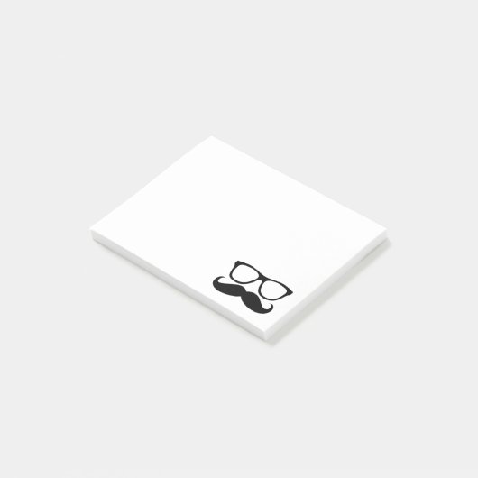 Schnurrbart-Nerd-Schwarz-Grafik Post-it Klebezettel (angewinkelt)