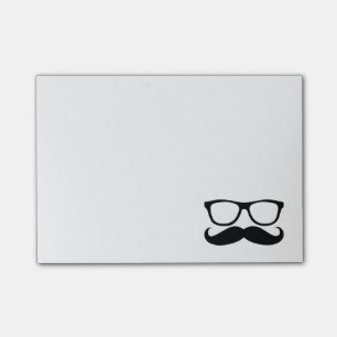 Schnurrbart-Nerd-Schwarz-Grafik Post-it Klebezettel
