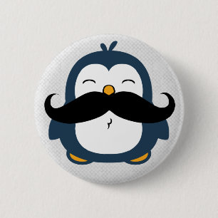 Schnurrbart-Pinguin Button