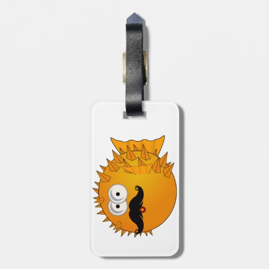 Schnurrbart-Puffer-Fische Gepäckanhänger (Rückseite vertikal)