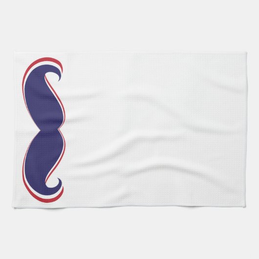 Schnurrbart - Rot, Weiß und Blau Handtuch (Horizontal)