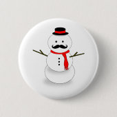 Schnurrbart-Schneemannknopf Button (Vorderseite)