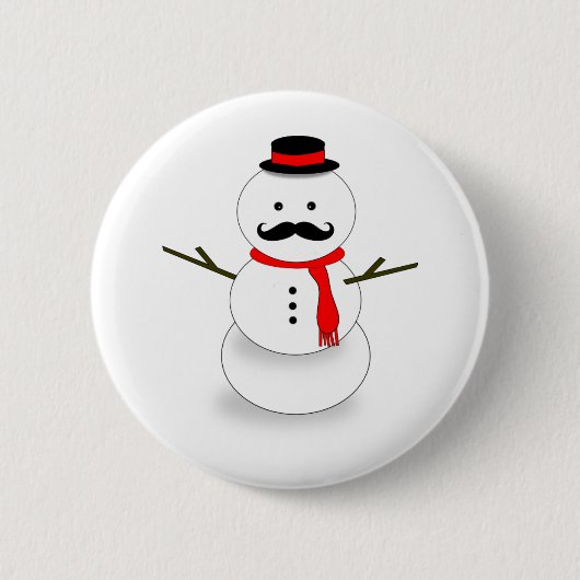 Schnurrbart-Schneemannknopf Button (Vorderseite)