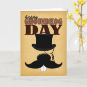 Schnurrbart-Schnurrbart-Groundhog Day-Karte Karte (Gelbe Blume)