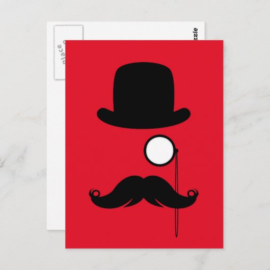 Schnurrbart-Schnurrbart Stache Mann mit Gläsern Postkarte (Vorne/Hinten)