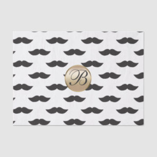 Schnurrbart Schwarz Weiß Gold Monogramm Party Seidenpapier