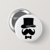 Schnurrbart, Spitzenhut, Bogen-Krawatte und Perlen Button (Vorne & Hinten)