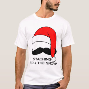 Schnurrbart-T - Shirt - Staching durch den Schnee