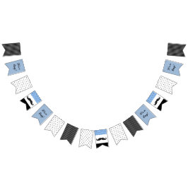 Schnurrbart-themenorientierte blaue u. schwarze wimpelkette