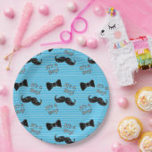 Schnurrbart-und Bowtie blaues Pappteller (Party)