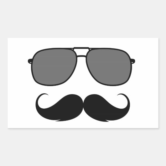 Schnurrbart und Brille Rechteckiger Aufkleber (Vorderseite)