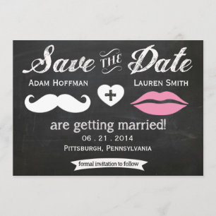 Schnurrbart und Lippen auf der Tafel - Rettet das Save The Date