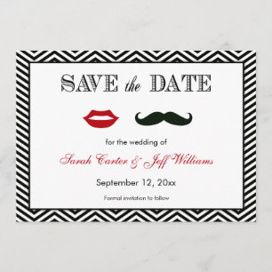 Schnurrbart und Lippen Chevron Save-the-Date-Karte Save The Date