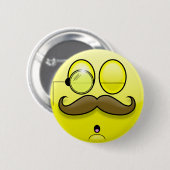 Schnurrbart- und Monokel-Smiley-Button Button (Vorne & Hinten)